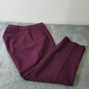 Elle Womens Skinny Ankle Tapered Pants Mid Rise Wine Tasting Red Size 14